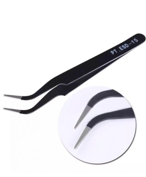 Curved metal tweezers ESD15