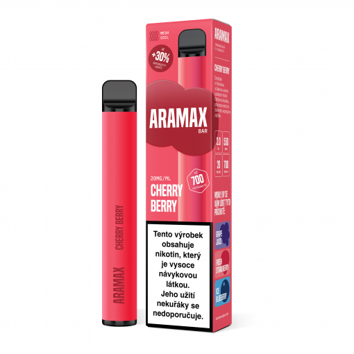 Aramax Bar Cherry Berry disposable e-cigarette - 20mg - Tax Stamp Q