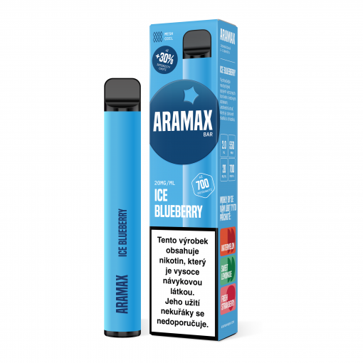 Aramax Bar Ice Blueberry disposable e-cigarette - 20mg - Kolek Q